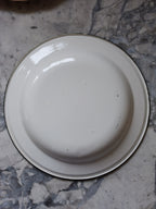 Vintage Enamel Plate with Floral Design – Yellow Rim