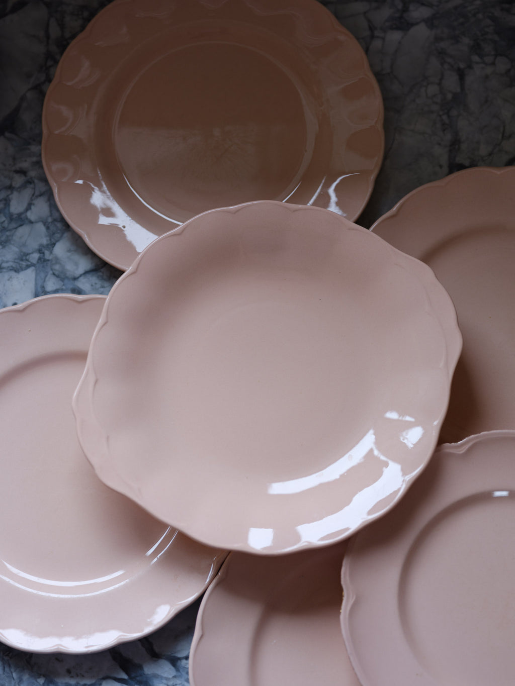 Grindley Peach Petal & Johnson Brothers Rosedawn Plates - Vintage Mixed Set of 6