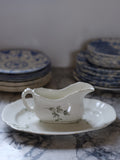 John Edwards Thistle Green Gray Platter & Gravy Boat – Vintage English Tableware