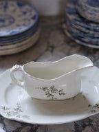 John Edwards Thistle Green Gray Platter & Gravy Boat – Vintage English Tableware