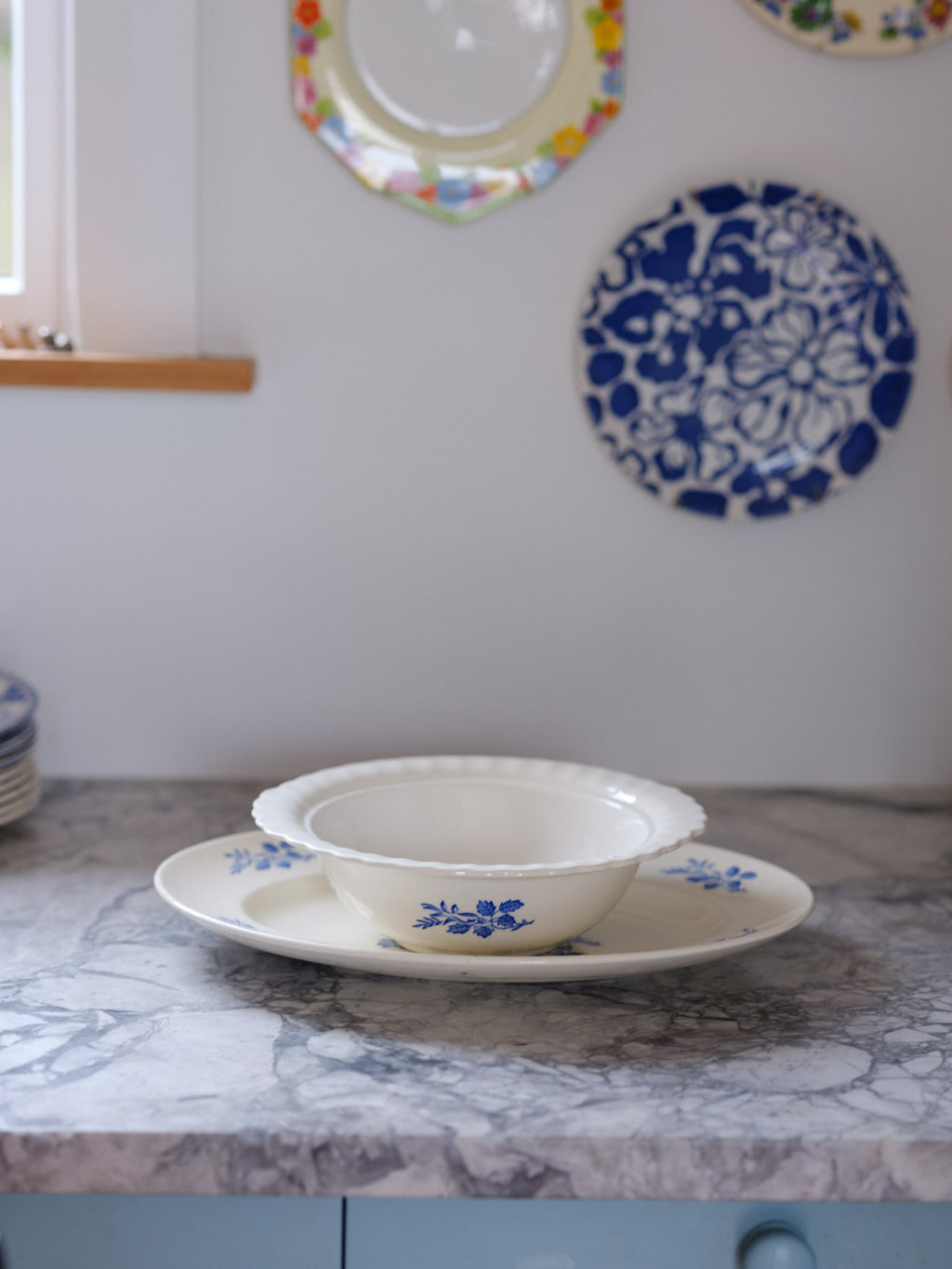Wade Hedgerow Blue & White Platter and Serving Bowl – Vintage English Tableware