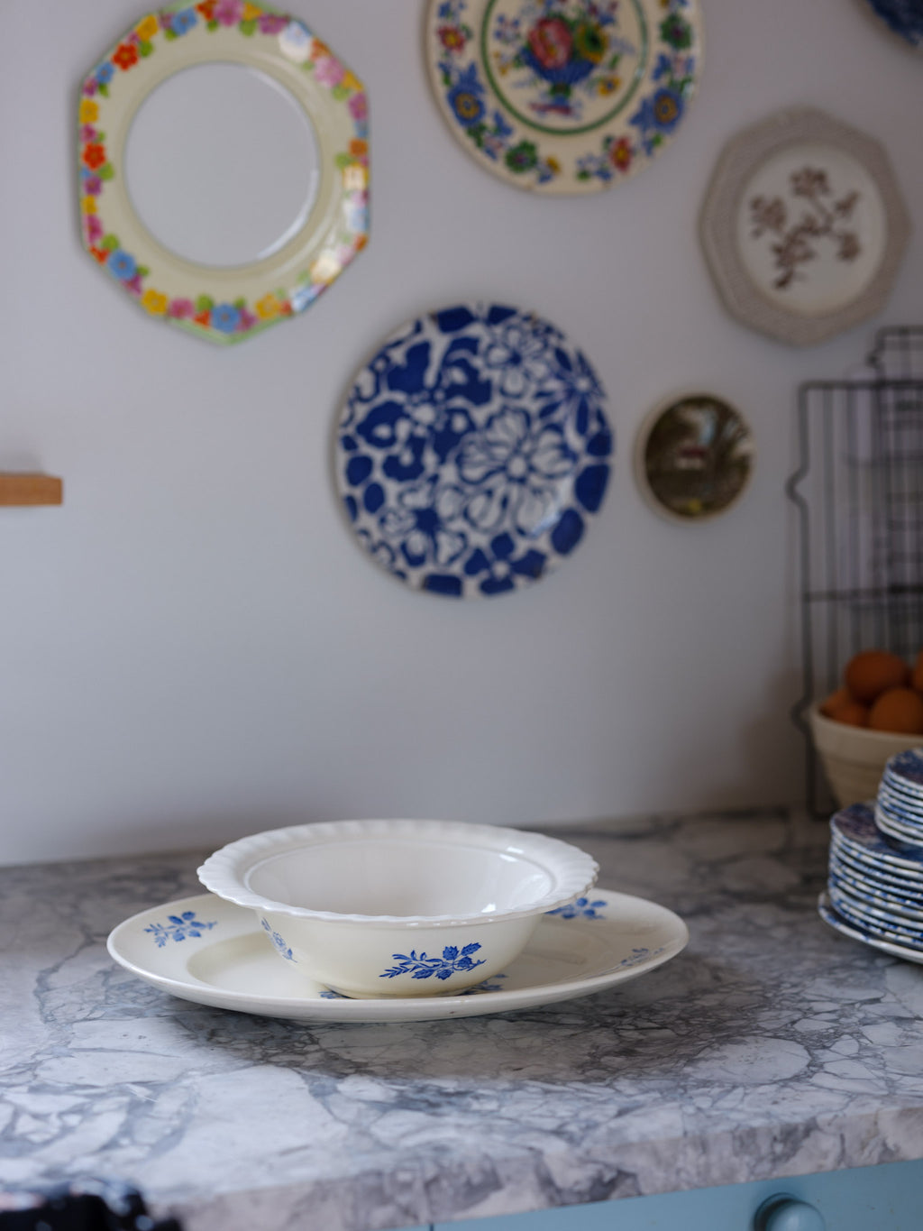 Wade Hedgerow Blue & White Platter and Serving Bowl – Vintage English Tableware