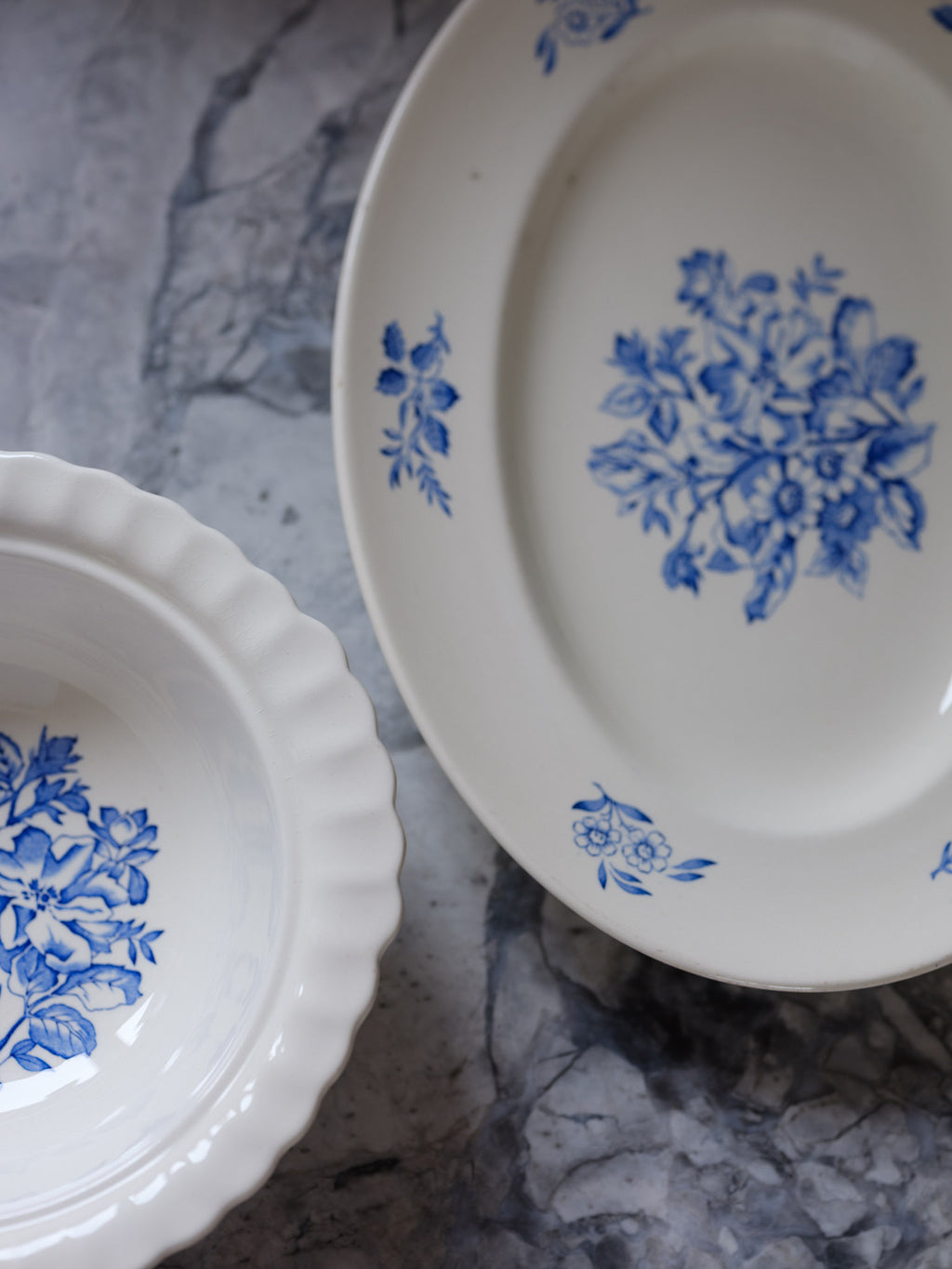 Wade Hedgerow Blue & White Platter and Serving Bowl – Vintage English Tableware