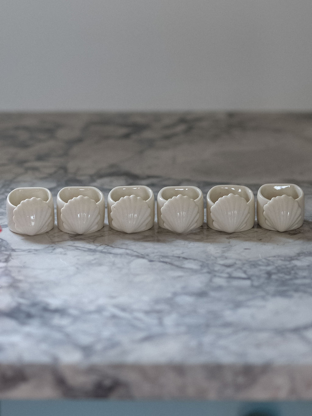 Vintage Ceramic Scallop Napkin Rings – Set of 6
