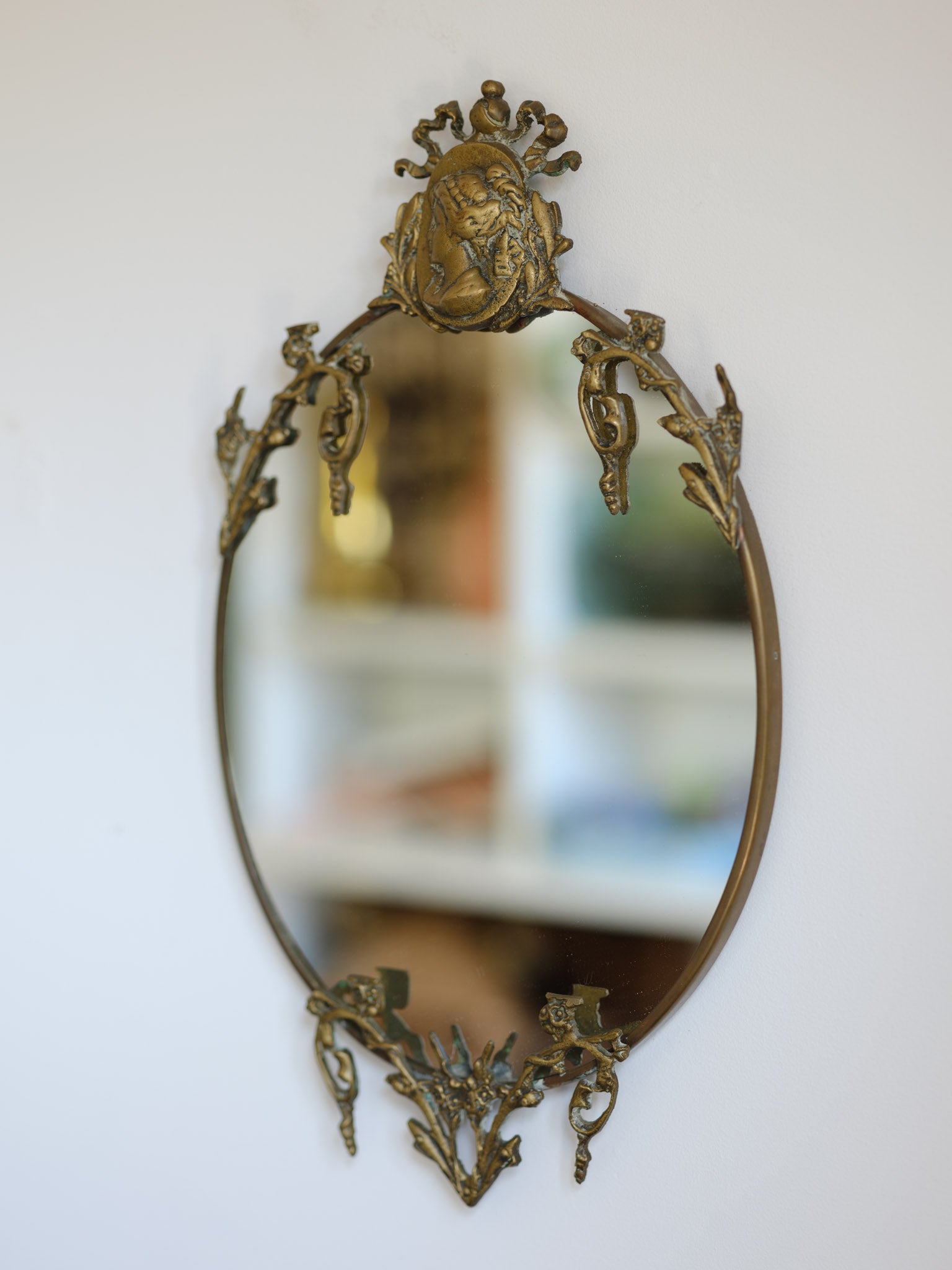 Vintage Rococo Revival Brass Wall Mirror