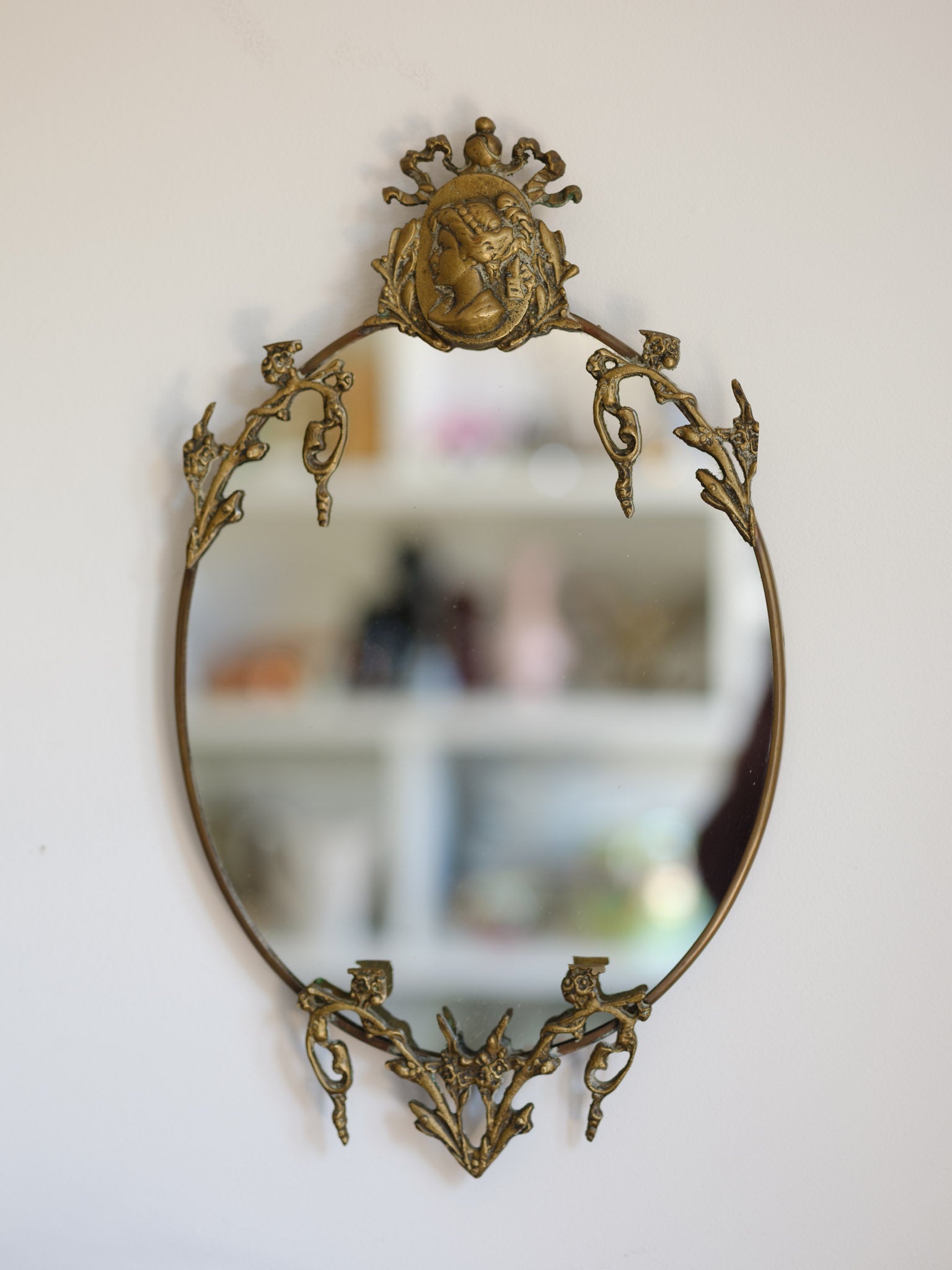 Vintage Rococo Revival Brass Wall Mirror