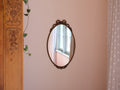 Vintage Oval Mirror with Decorative Bow Frame