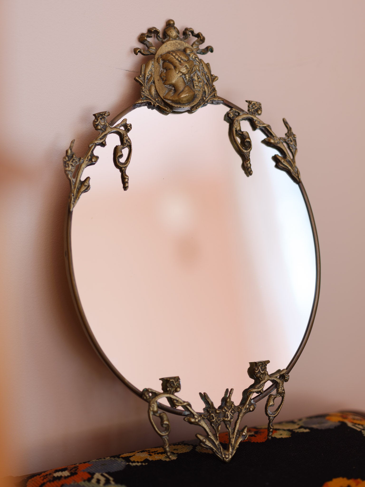 Vintage Rococo Revival Brass Wall Mirror