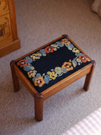 Nasturtium & Pansies - Needlepoint Footstool