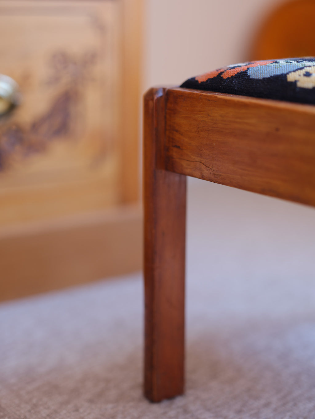 Nasturtium & Pansies - Needlepoint Footstool