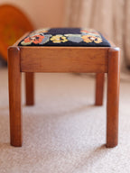 Nasturtium & Pansies - Needlepoint Footstool