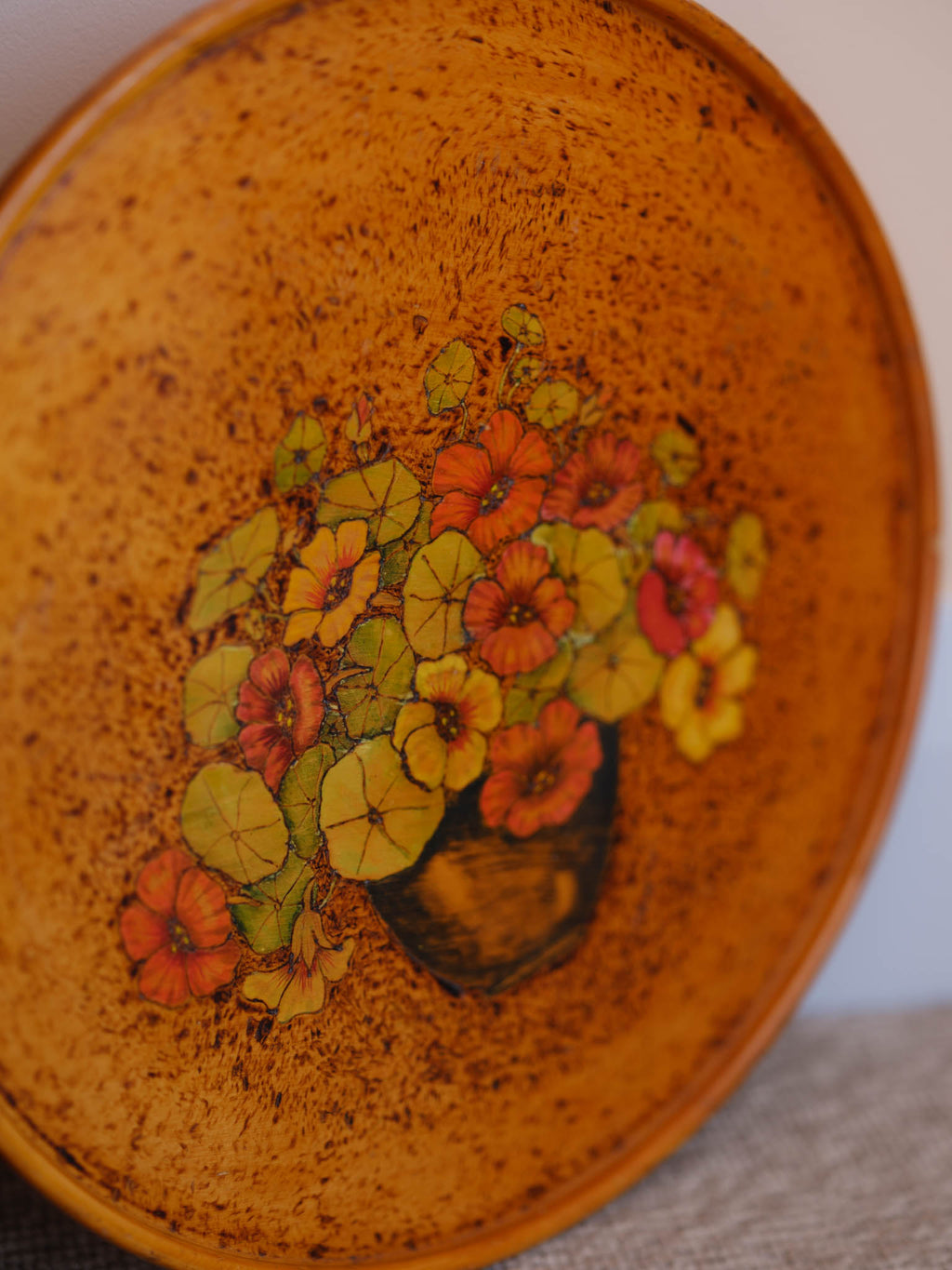 Nasturtiums - Handmade Folk Art Tray / Wall Hanging