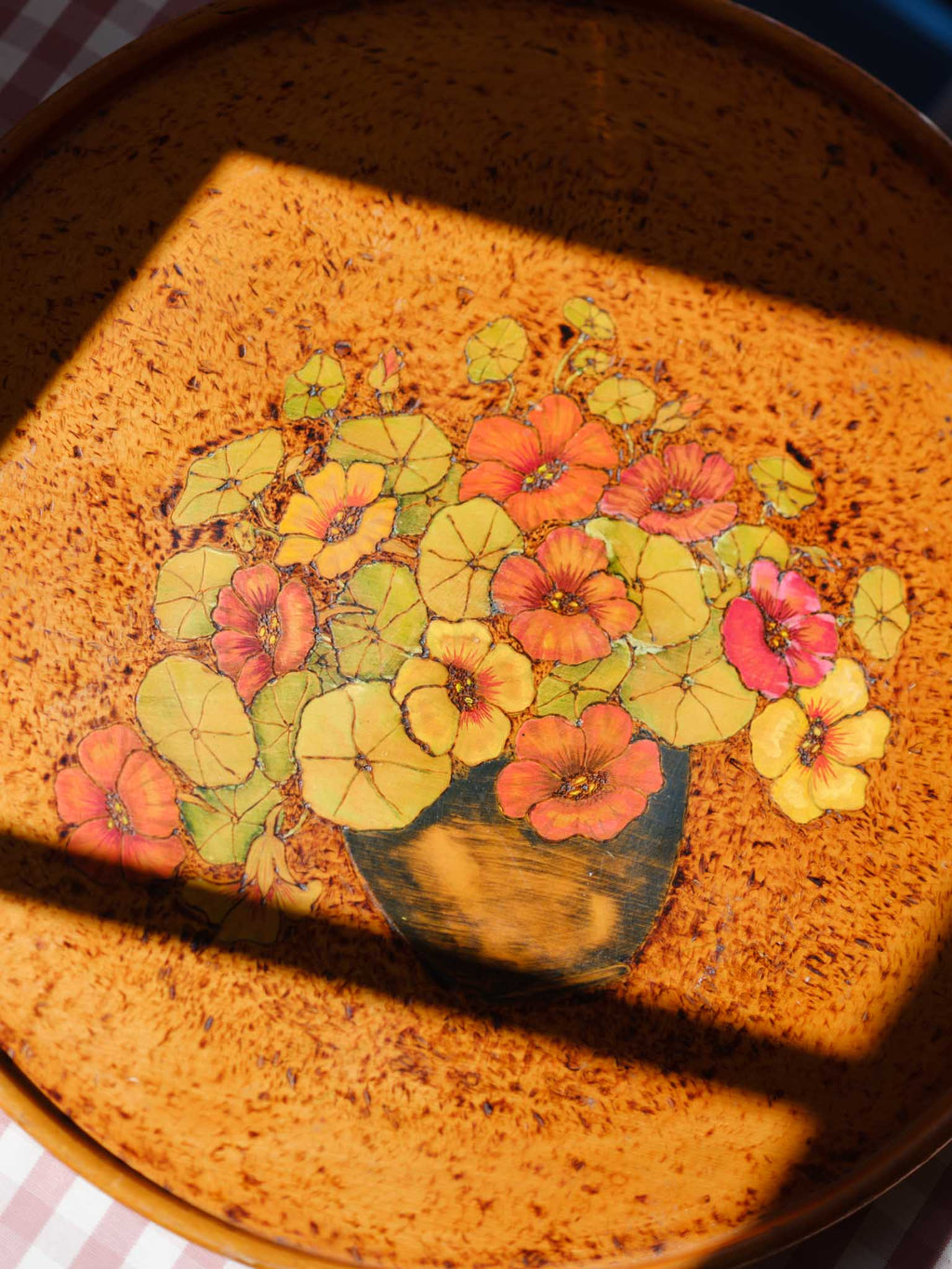 Nasturtiums - Handmade Folk Art Tray / Wall Hanging