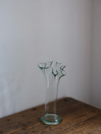 Vintage 1980s Glass Vase - Green Hue with Handkerchief Rim