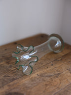 Vintage 1980s Glass Vase - Green Hue with Handkerchief Rim