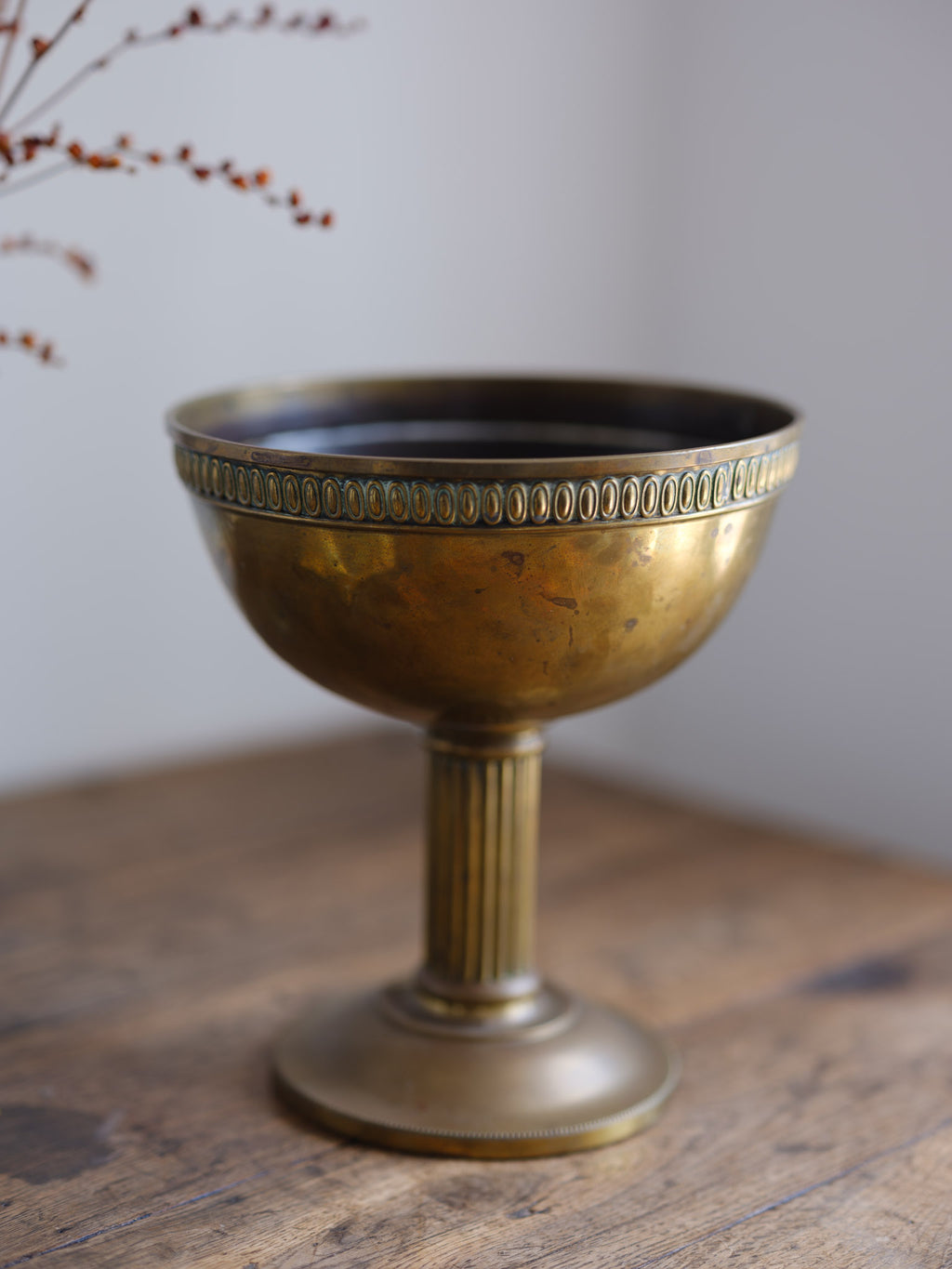 Vintage Brass Pedestal Flower Bowl
