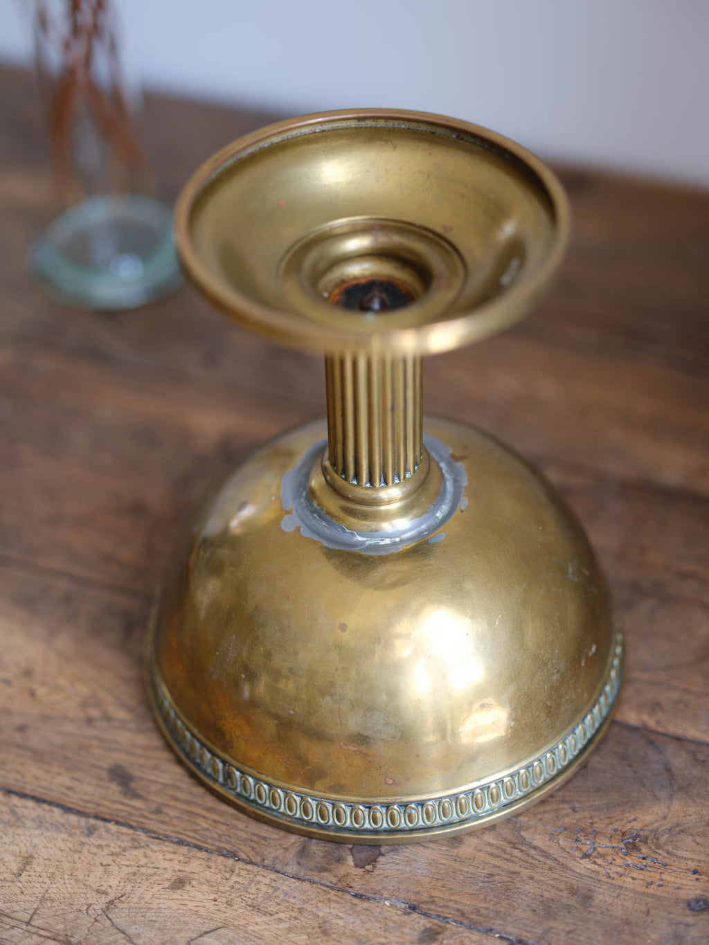 Vintage Brass Pedestal Flower Bowl