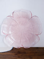 Lotus Blossom Cranberry Plate - Mikasa Kurata Vintage Glass Platter