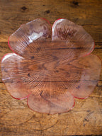 Lotus Blossom Cranberry Plate - Mikasa Kurata Vintage Glass Platter