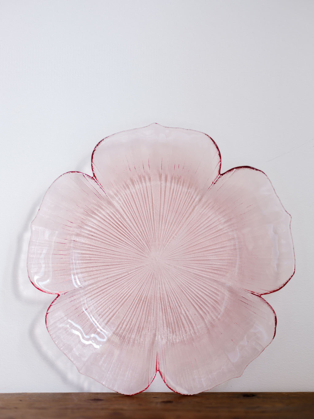 Lotus Blossom Cranberry Plate - Mikasa Kurata Vintage Glass Platter