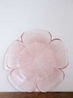 Lotus Blossom Cranberry Plate - Mikasa Kurata Vintage Glass Platter