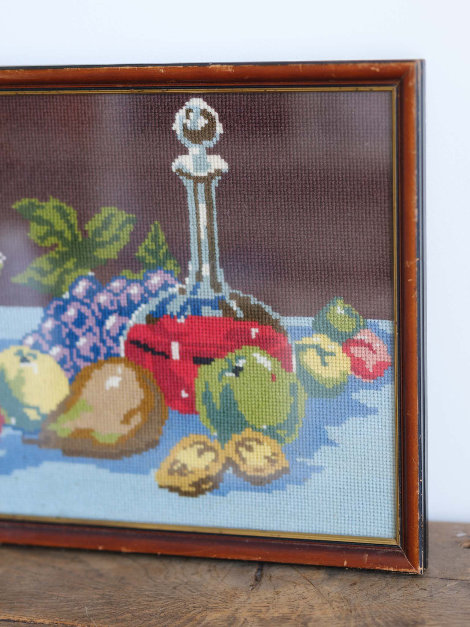 Vintage Framed Needlepoint Still Life