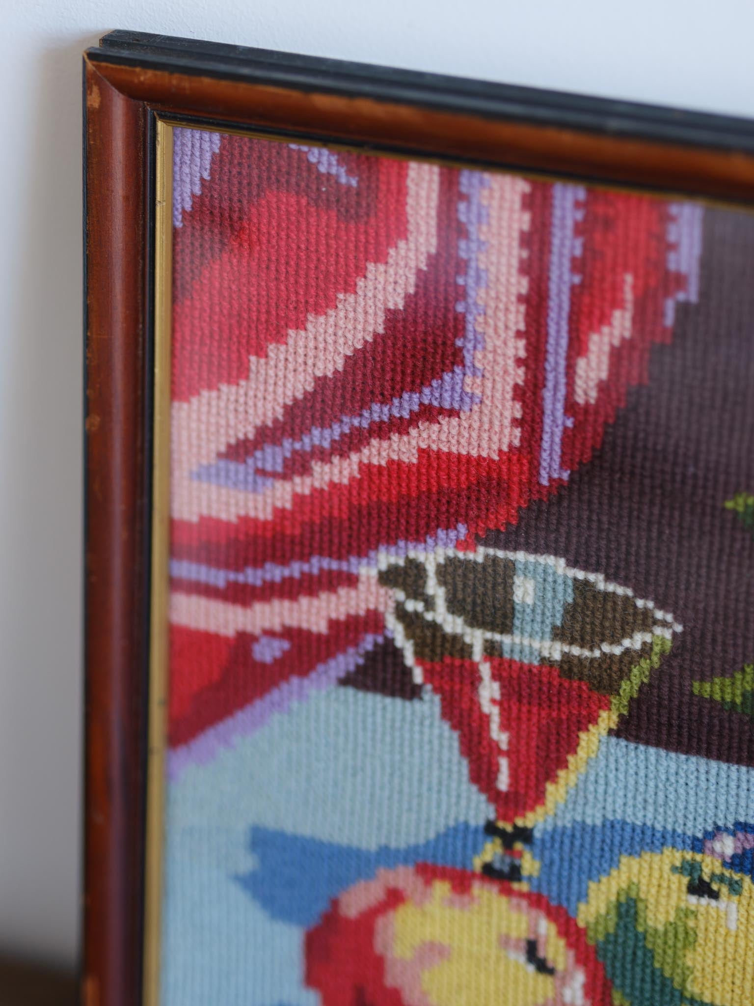 Vintage Framed Needlepoint Still Life