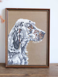 Vintage Framed Tapestry - English Setter Dog Portrait