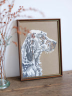 Vintage Framed Tapestry - English Setter Dog Portrait