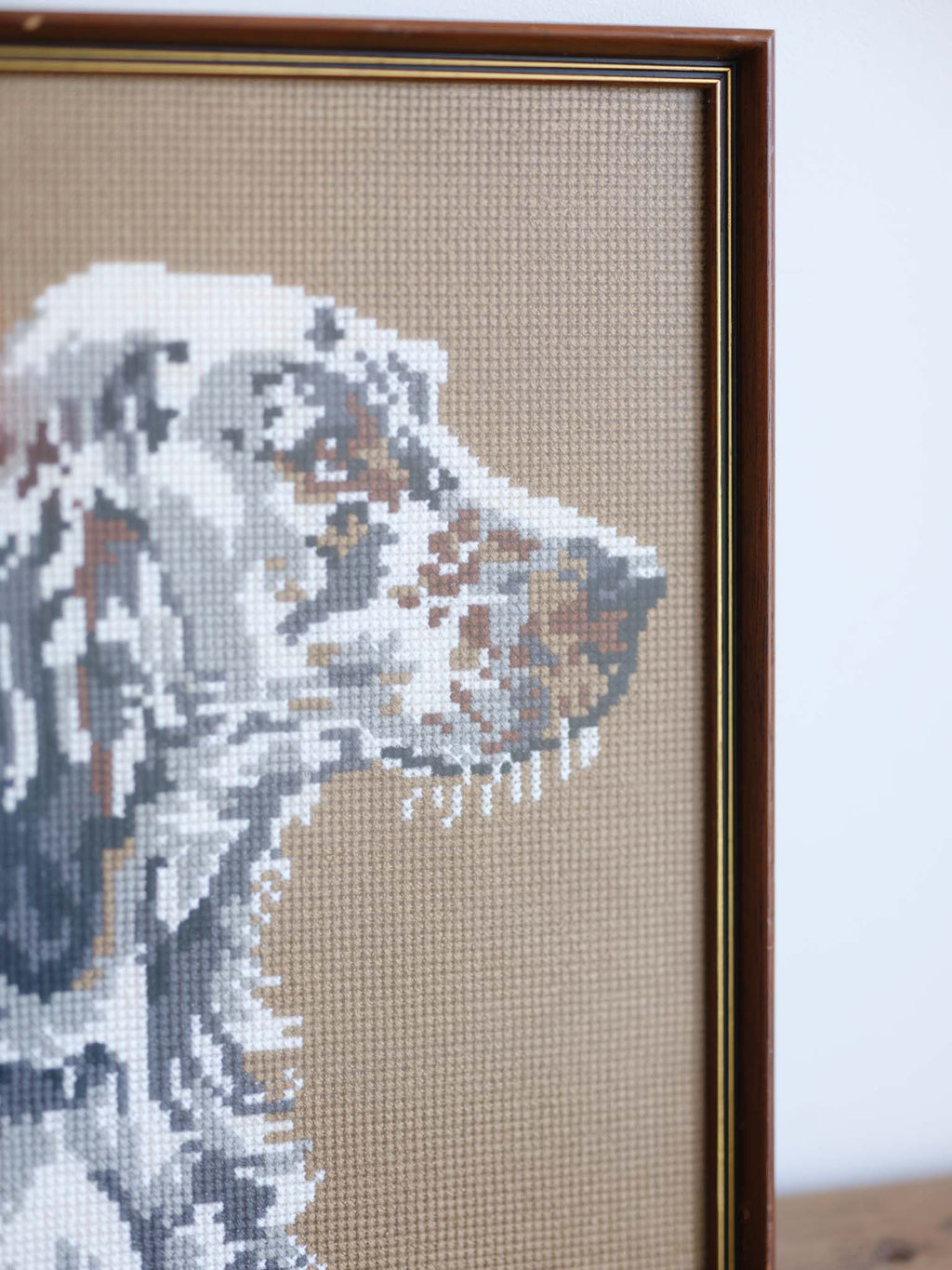 Vintage Framed Tapestry - English Setter Dog Portrait