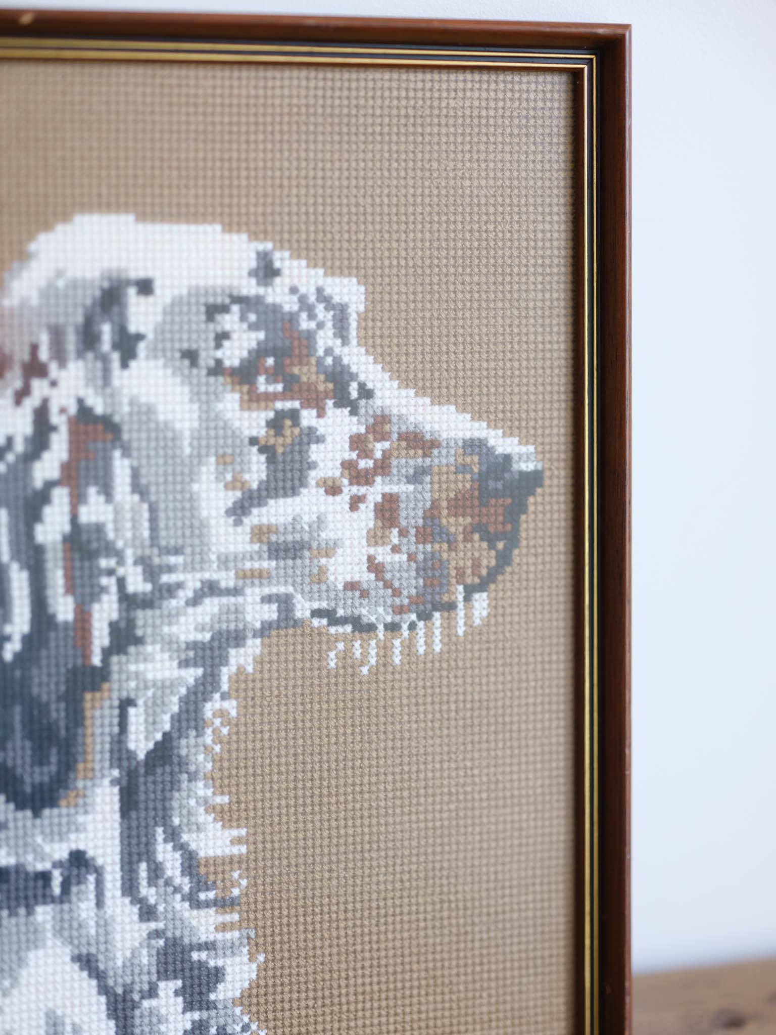 Vintage Framed Tapestry - English Setter Dog Portrait