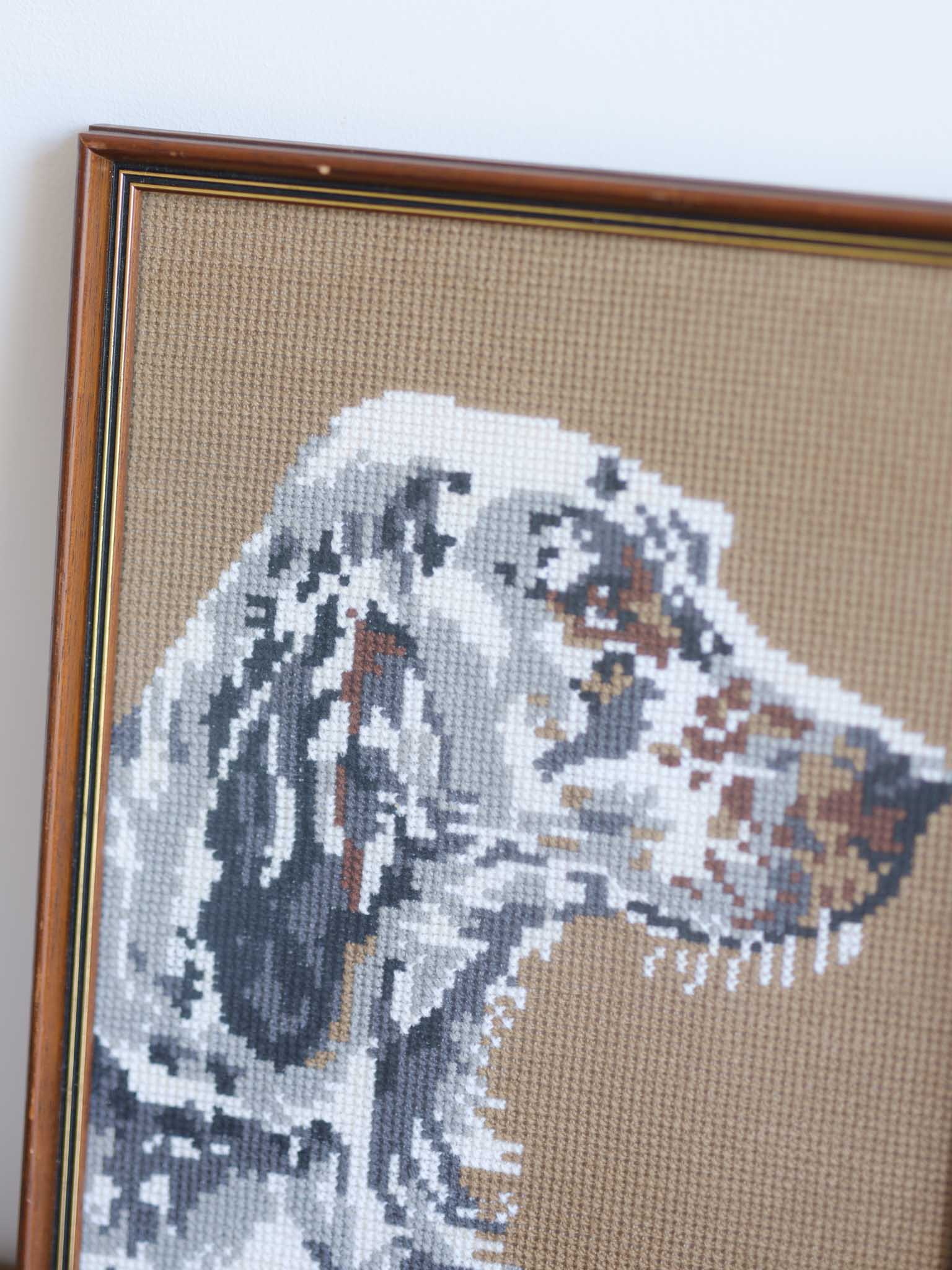 Vintage Framed Tapestry - English Setter Dog Portrait