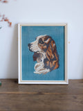 Vintage Framed Tapestry - Spaniel Dog Portrait