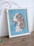 Vintage Framed Tapestry - Spaniel Dog Portrait