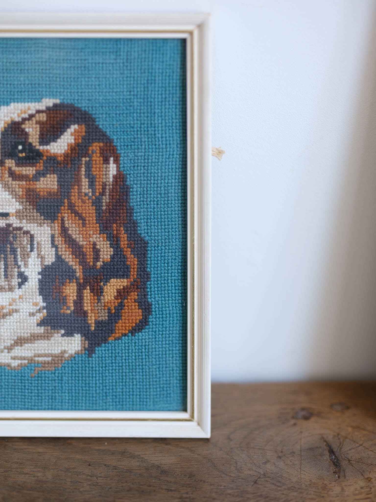 Vintage Framed Tapestry - Spaniel Dog Portrait