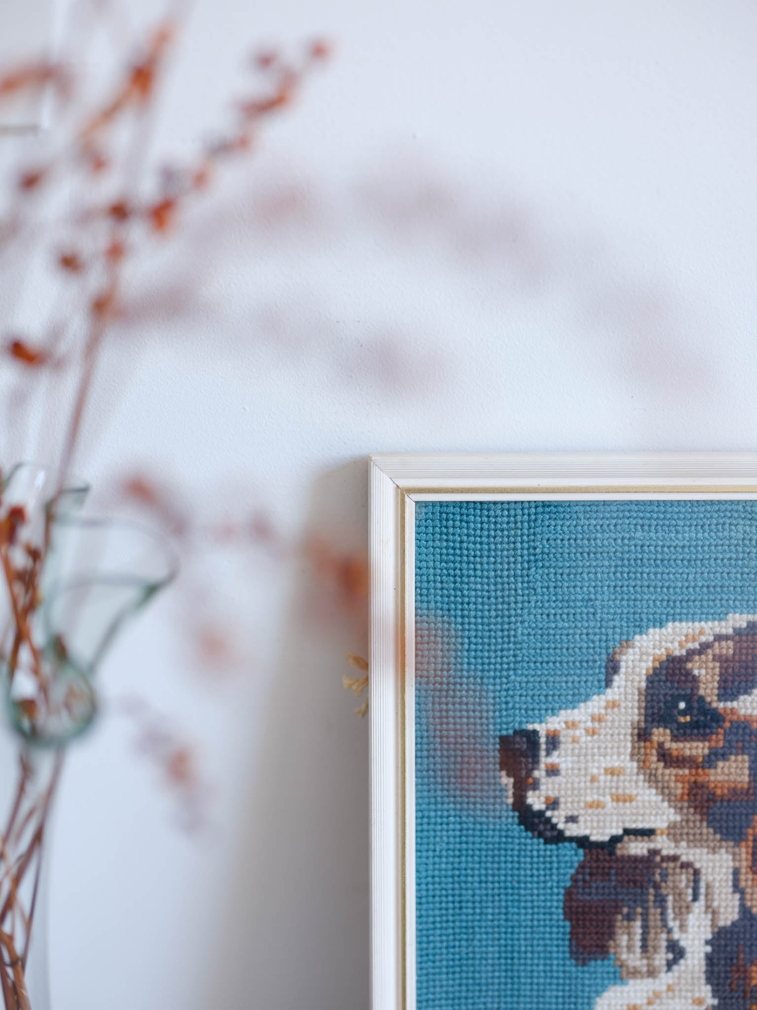 Vintage Framed Tapestry - Spaniel Dog Portrait