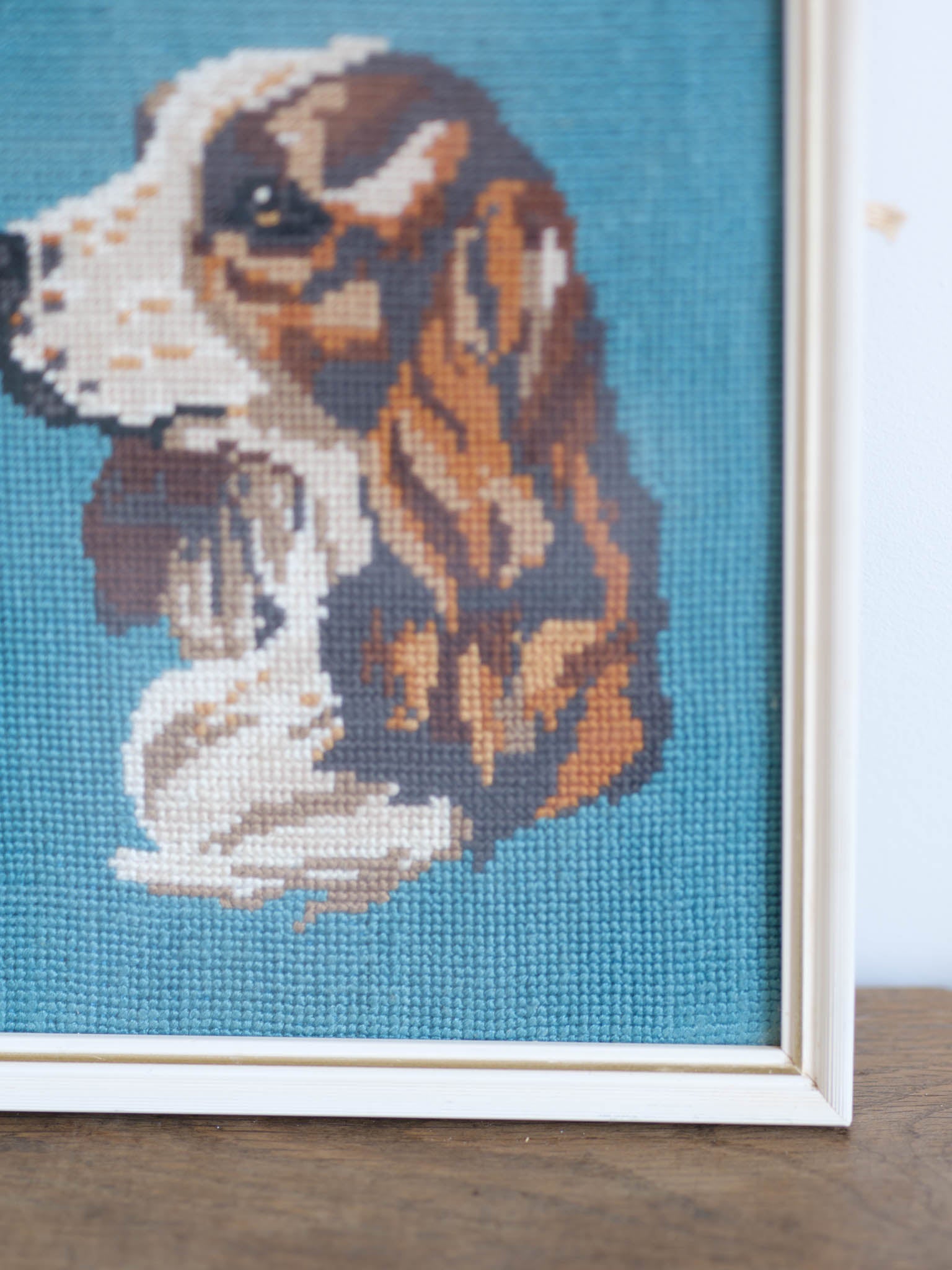 Vintage Framed Tapestry - Spaniel Dog Portrait