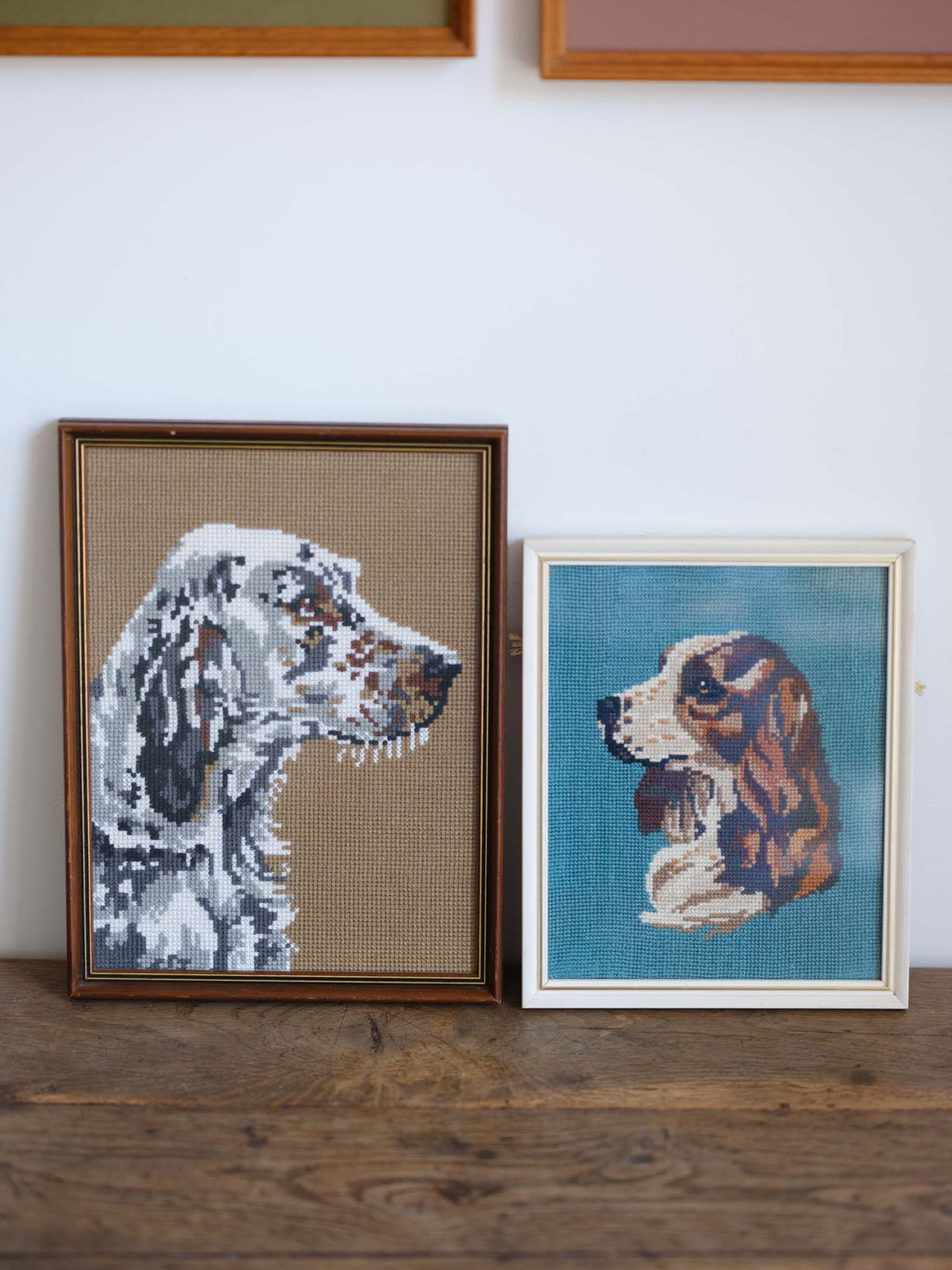 Vintage Framed Tapestry - English Setter Dog Portrait