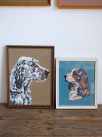 Vintage Framed Tapestry - English Setter Dog Portrait