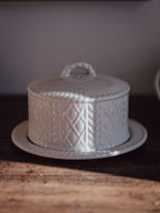 Vintage Made in England Cheese Dome with Plate - Rope & Rattan Detailing