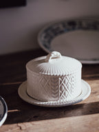 Vintage Made in England Cheese Dome with Plate - Rope & Rattan Detailing
