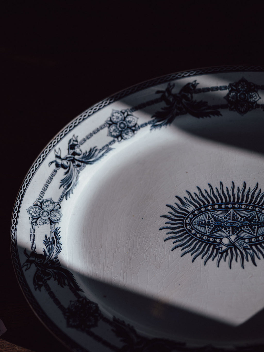 Antique Wedgwood & Co. “Indian Star” Indigo Blue Transferware Platter (40cm)