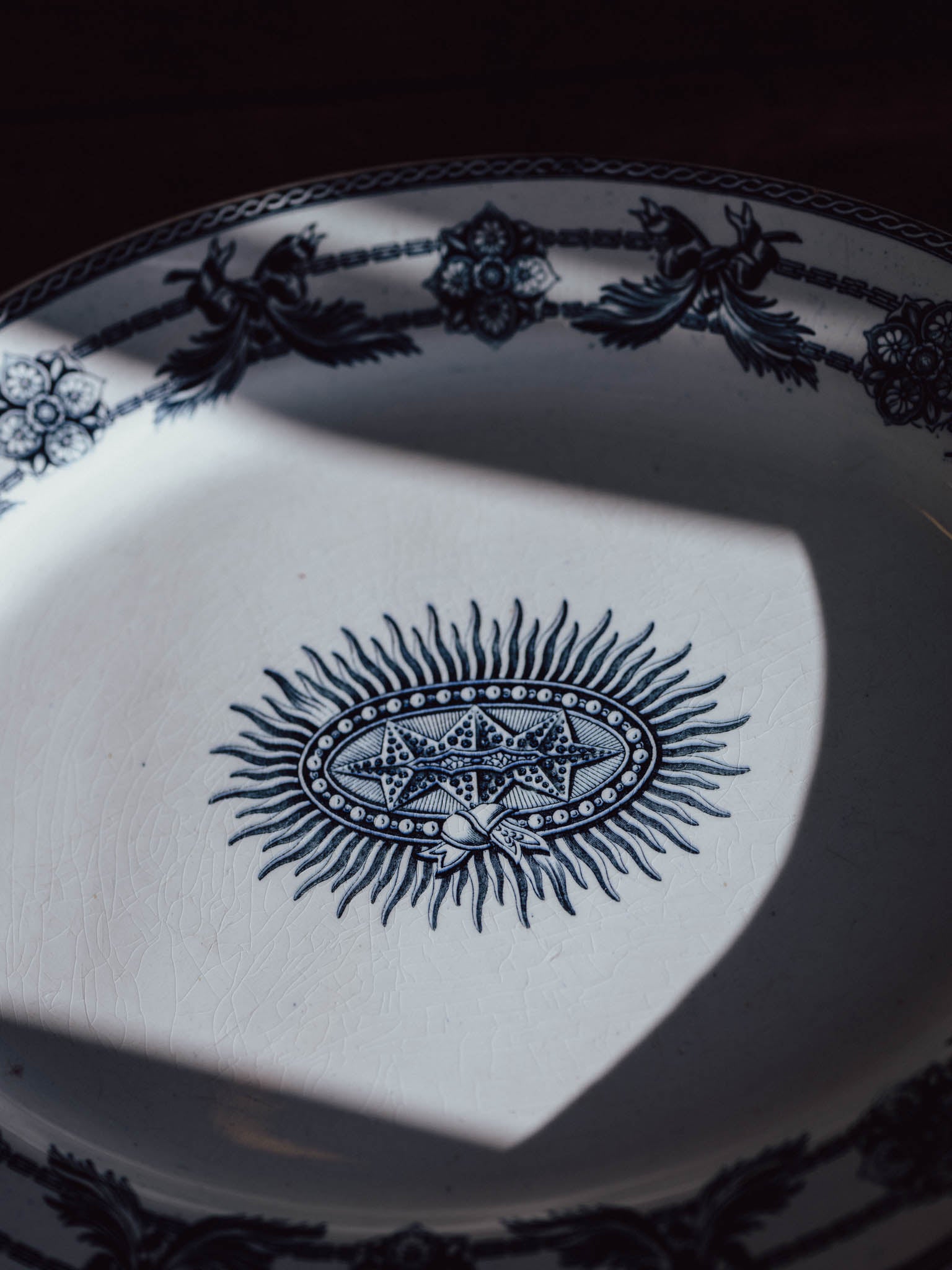 Antique Wedgwood & Co. “Indian Star” Indigo Blue Transferware Platter (40cm)