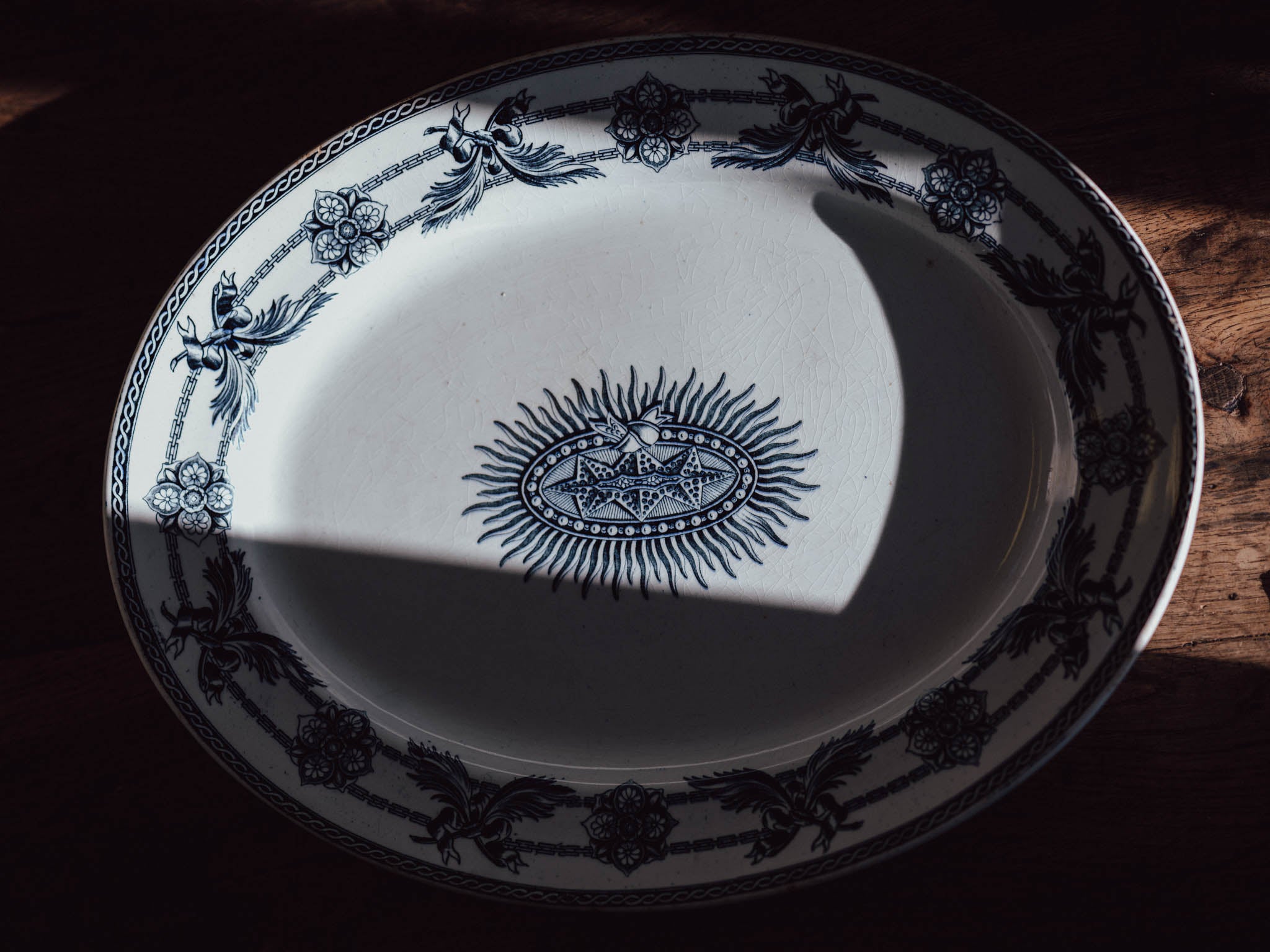 Antique Wedgwood & Co. “Indian Star” Indigo Blue Transferware Platter (40cm)