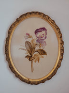Antique Watercolour of Pansy in Oval Gilded Frame – Frank J Pope, Boston