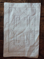 Set of 4 Vintage Hand-Stitched White Linen Napkins - Floral & Polka Dot Detail