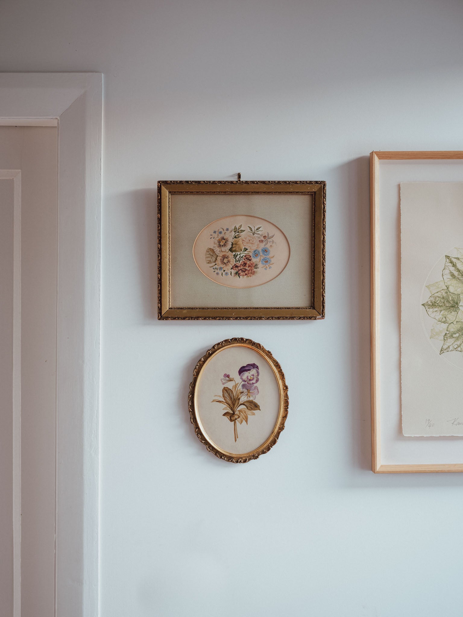 Antique Floral Watercolour in Ornate Gilded Frame