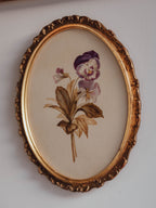 Antique Watercolour of Pansy in Oval Gilded Frame – Frank J Pope, Boston