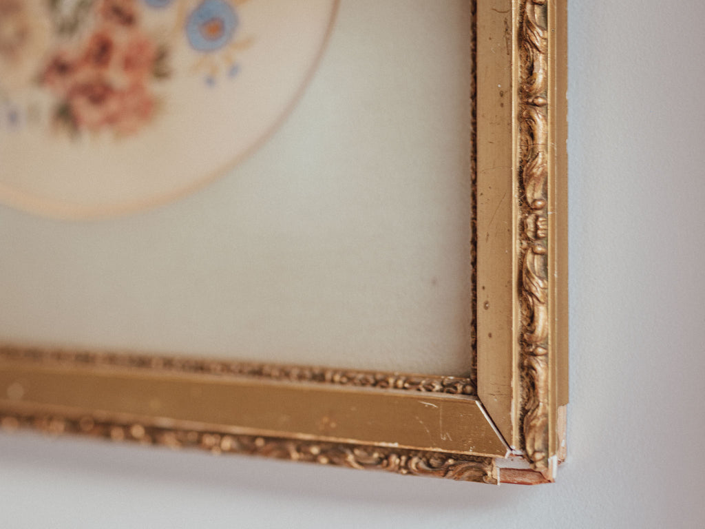 Antique Floral Watercolour in Ornate Gilded Frame