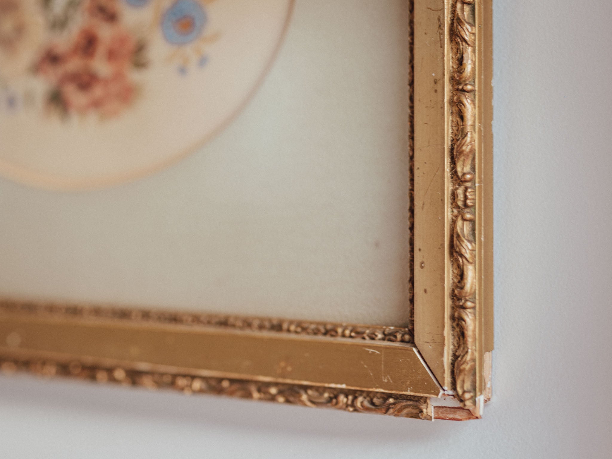 Antique Floral Watercolour in Ornate Gilded Frame